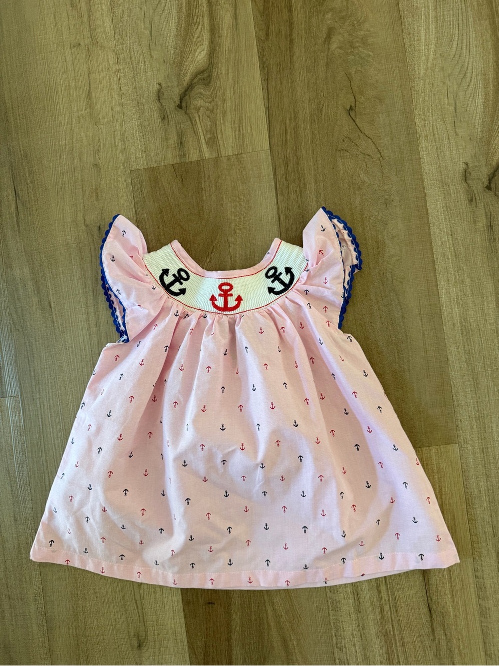 Lil Cactus Pink Anchor Smocked Baby Dress